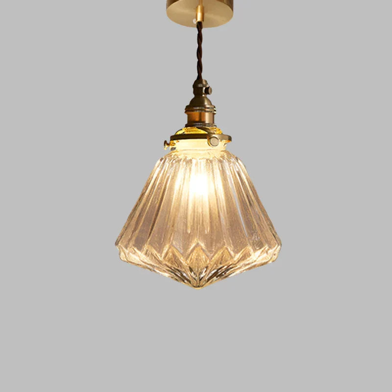 Vintage Copper Glass Globe Pendant Light 1-Light
