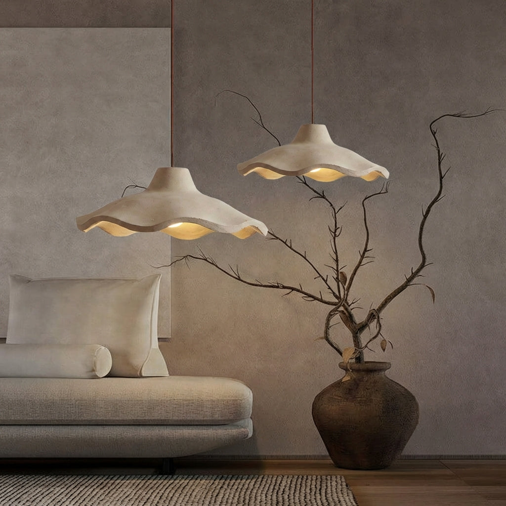 Vintage Cement Pendant Light with Wavy Edge