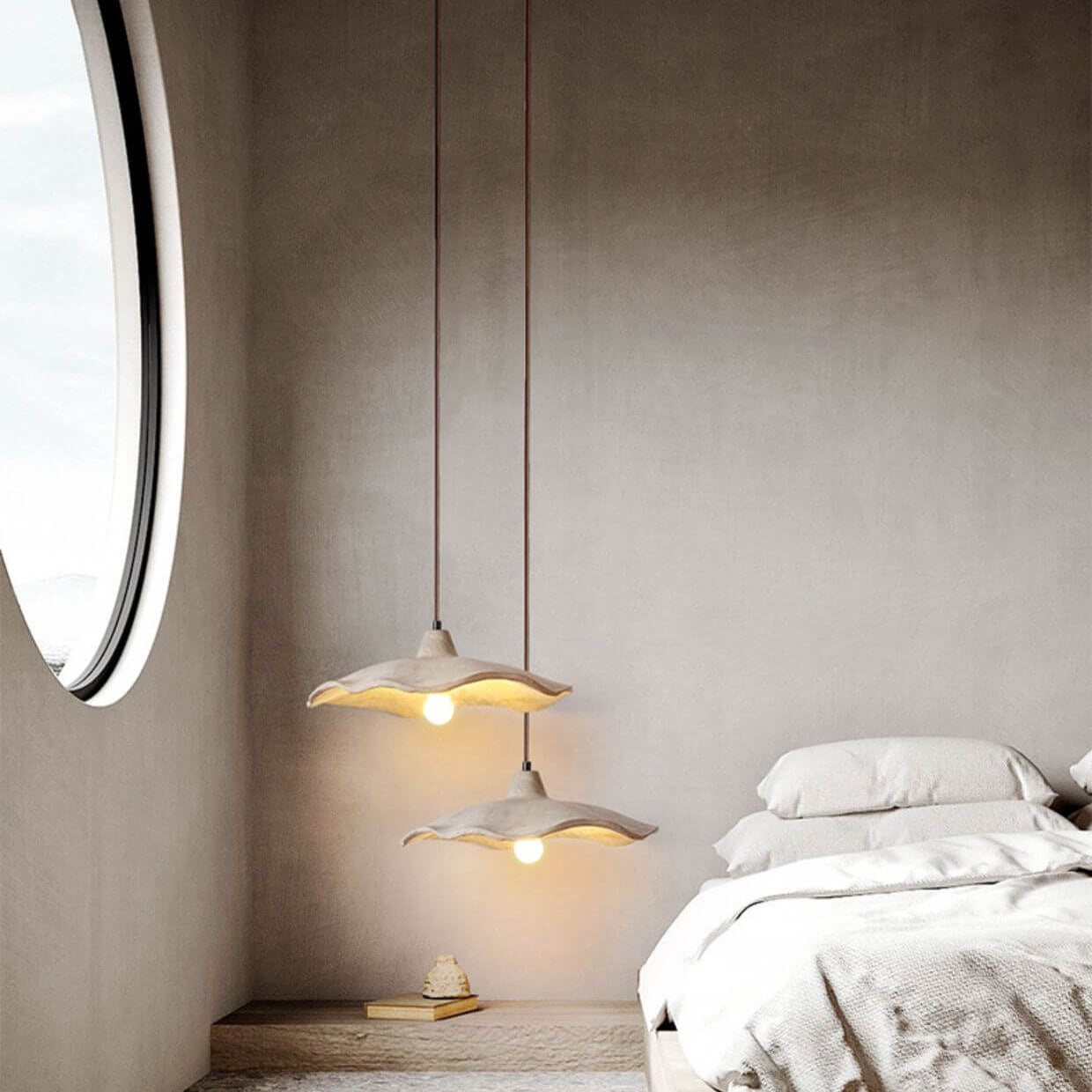 Vintage Cement Pendant Light with Wavy Edge