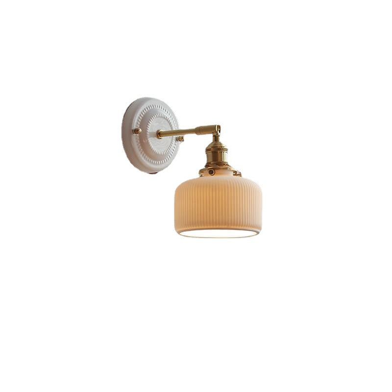 Vintage Ceramic Wall Light with Brass Arm