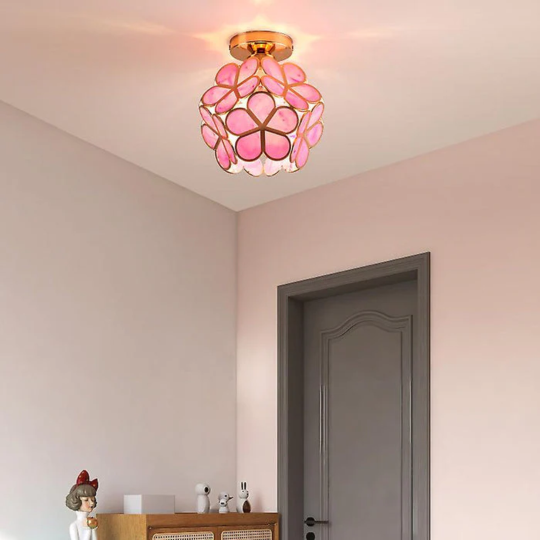 Vintage Floral Ceiling Light with Decorative Shade