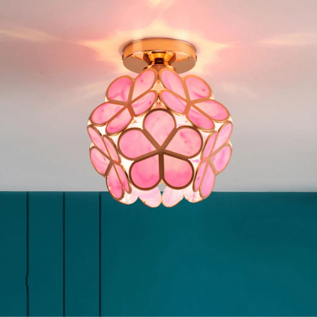 Vintage Floral Ceiling Light with Decorative Shade