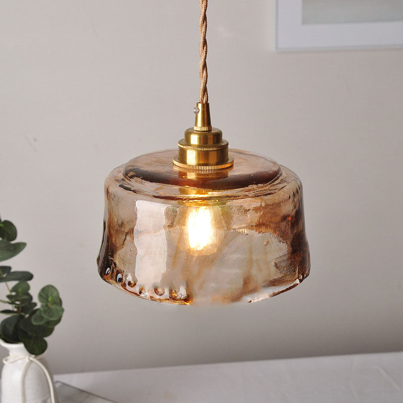 Vintage Glass Pendant Light with Warm Glow