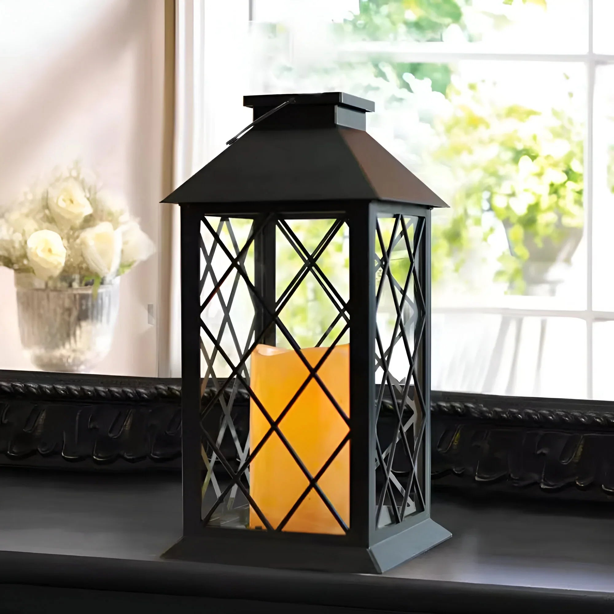Vintage Solar Garden Lantern with Glow