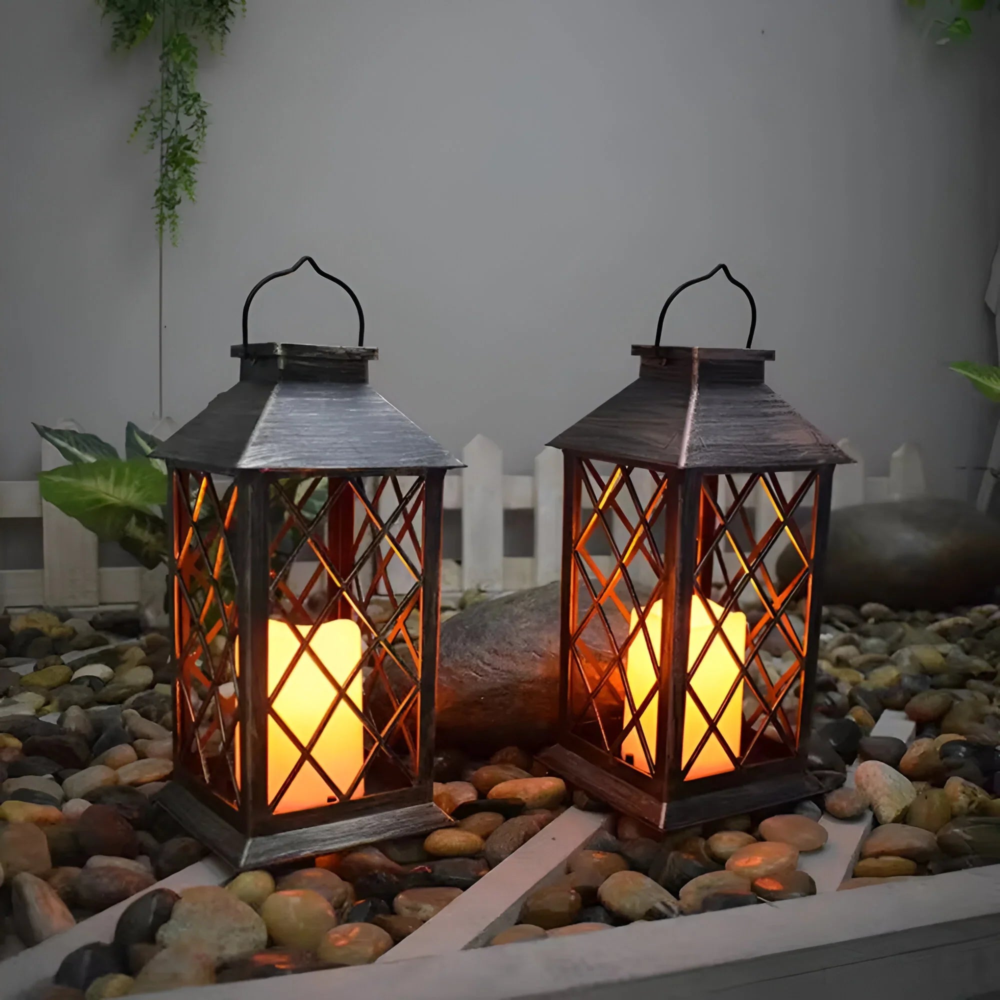 Vintage Solar Garden Lantern with Glow