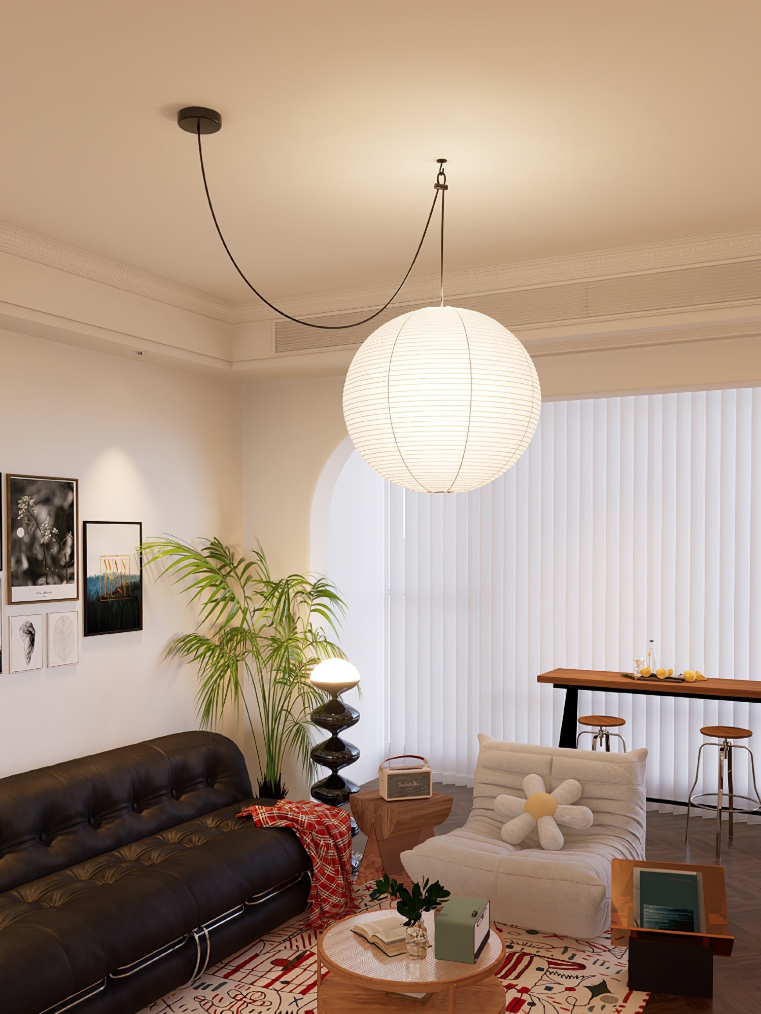 Japanese Washi Globe Pendant Light Shade