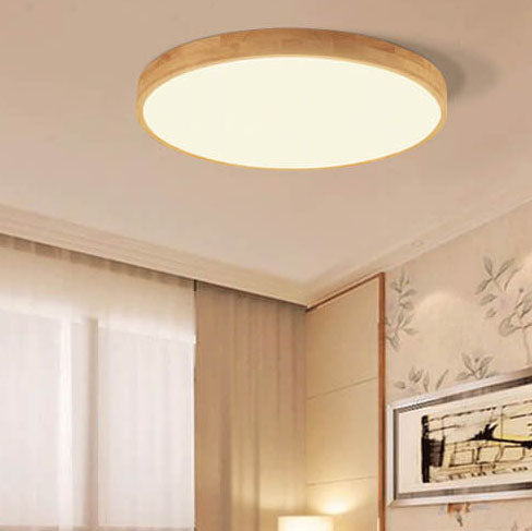 Wood Ceiling Light with Round Ultra Thin LED