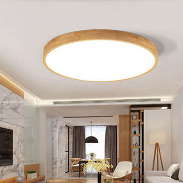 Wood Ceiling Light with Round Ultra Thin LED