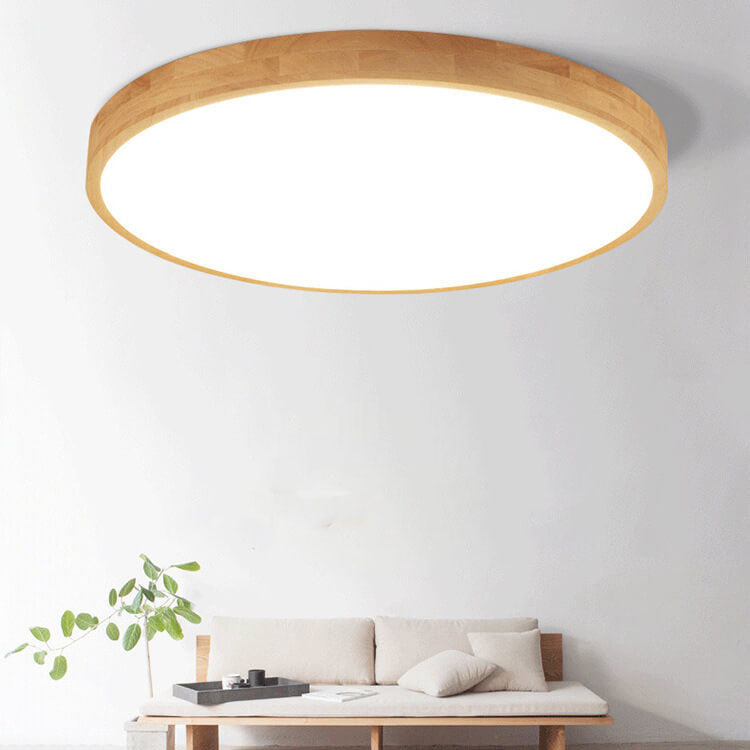Wood Ceiling Light with Round Ultra Thin LED