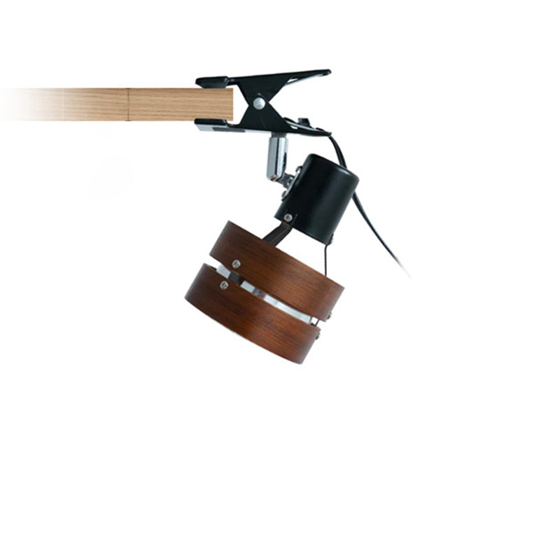 Wood Clip Table Lamp with Round Head Design