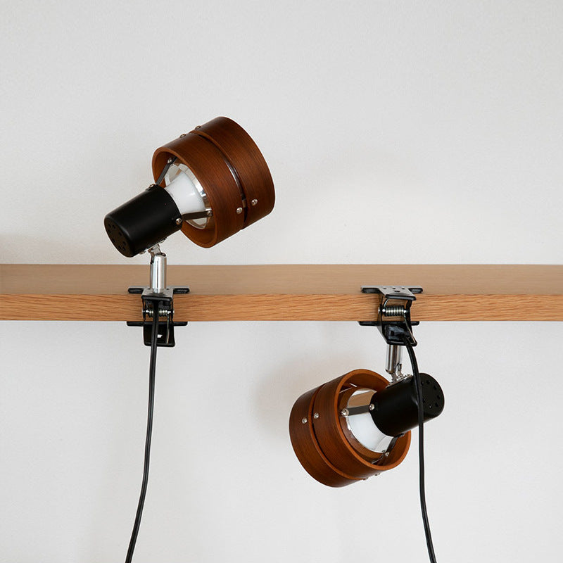 Wood Clip Table Lamp with Round Head Design