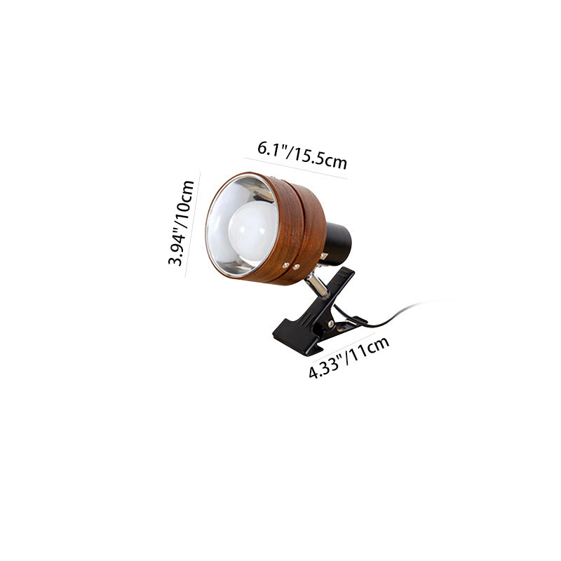 Wood Clip Table Lamp with Round Head Design