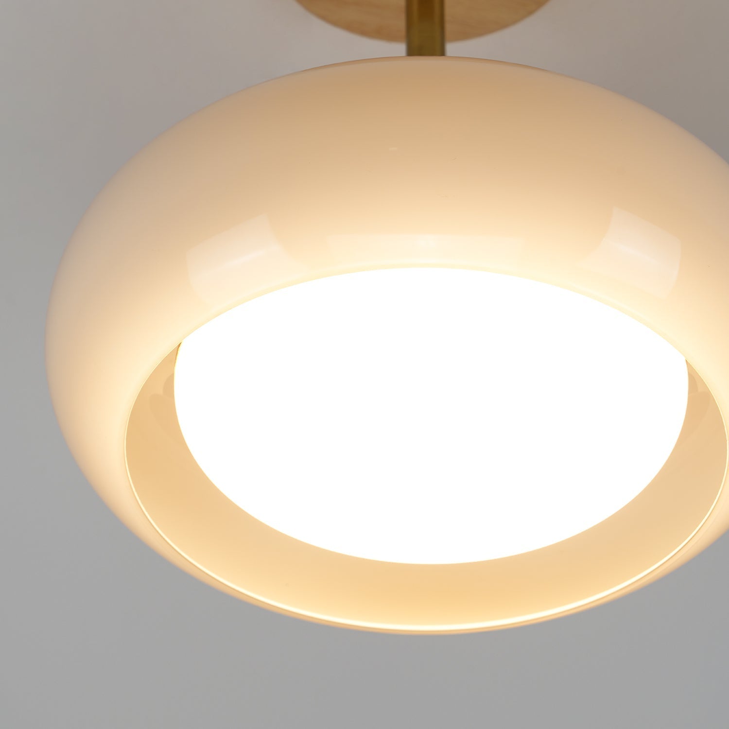 Wood Dome Ceiling Light with Glass Shade LED