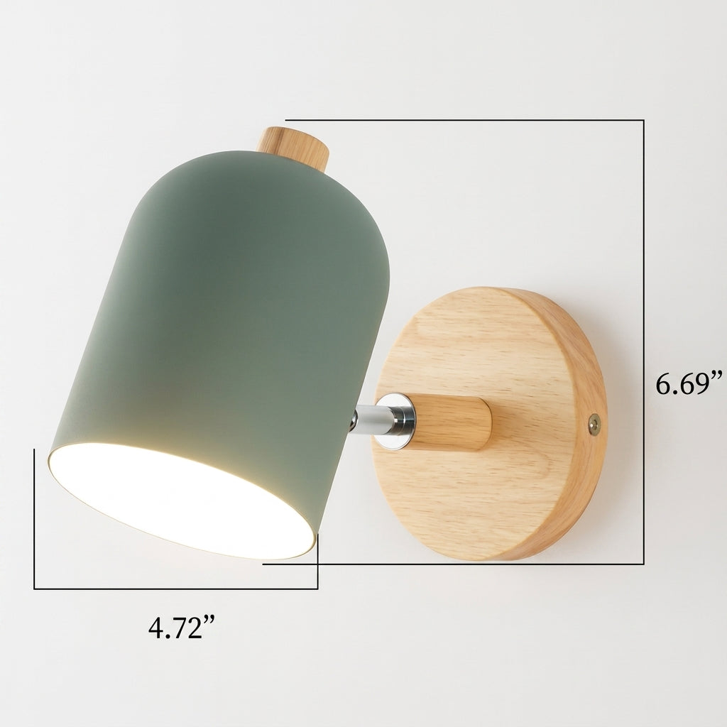 Wood Iron Wall Sconce with Cylinder LED Light