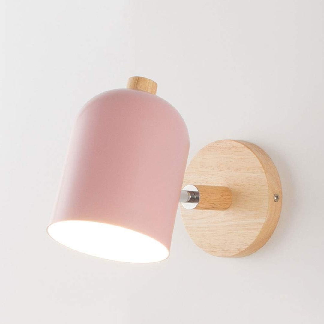 Wood Iron Wall Sconce with Cylinder LED Light
