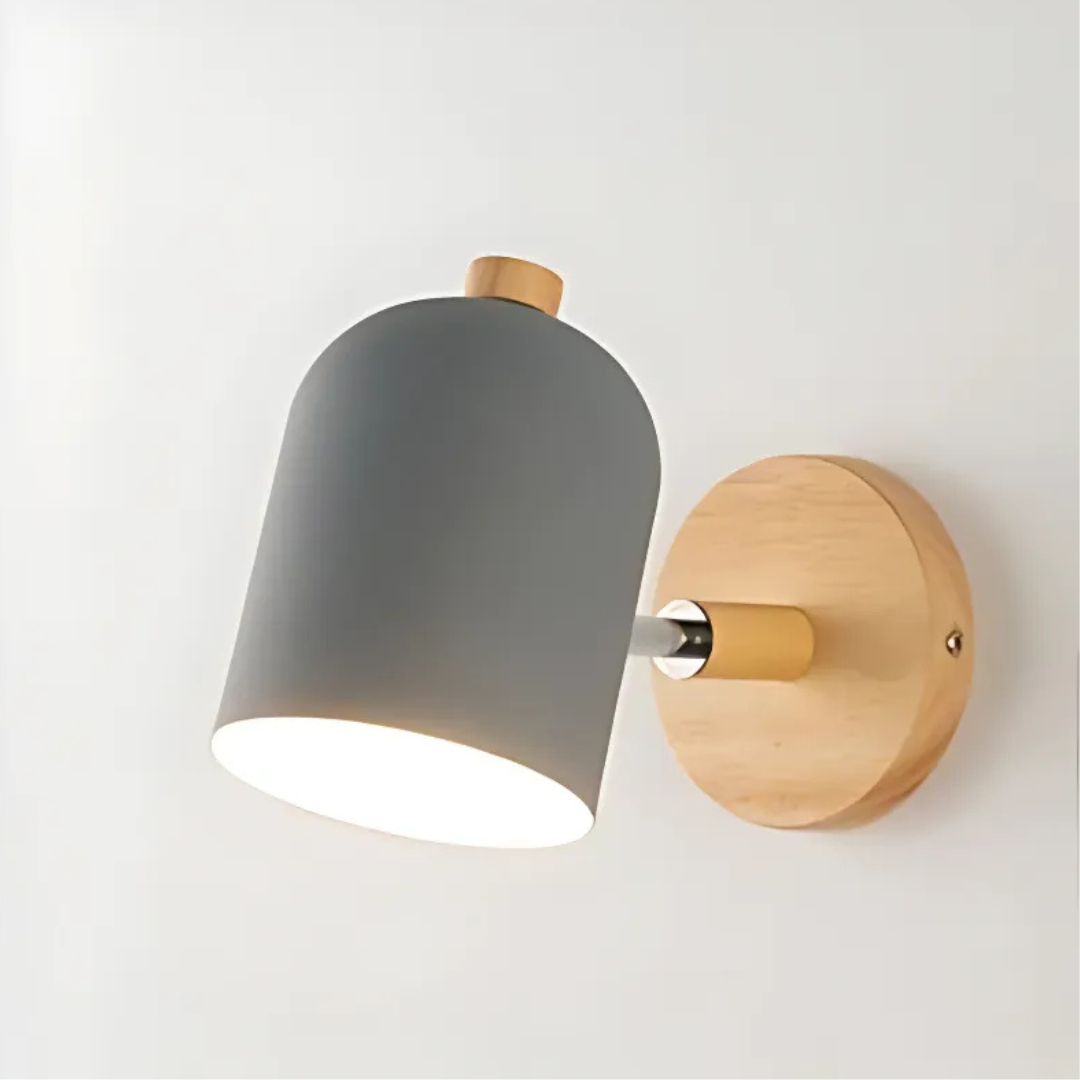 Wood Iron Wall Sconce with Cylinder LED Light
