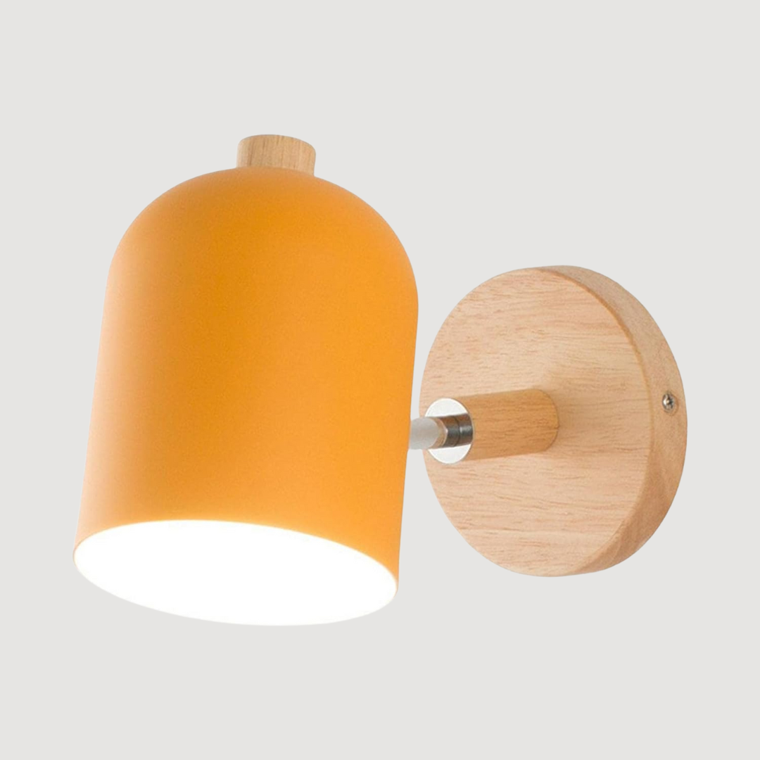 Wood Iron Wall Sconce with Cylinder LED Light