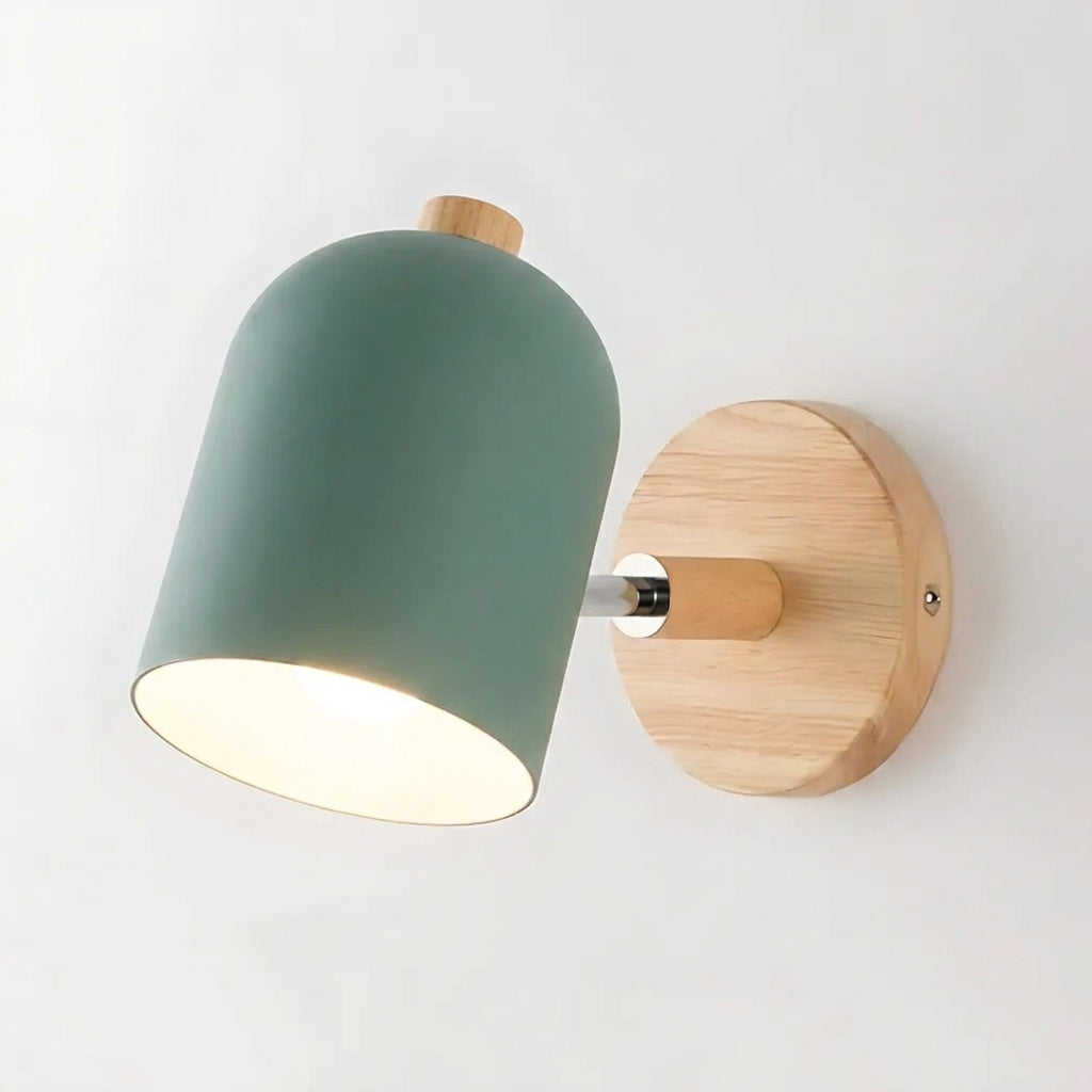Wood Iron Wall Sconce with Cylinder LED Light
