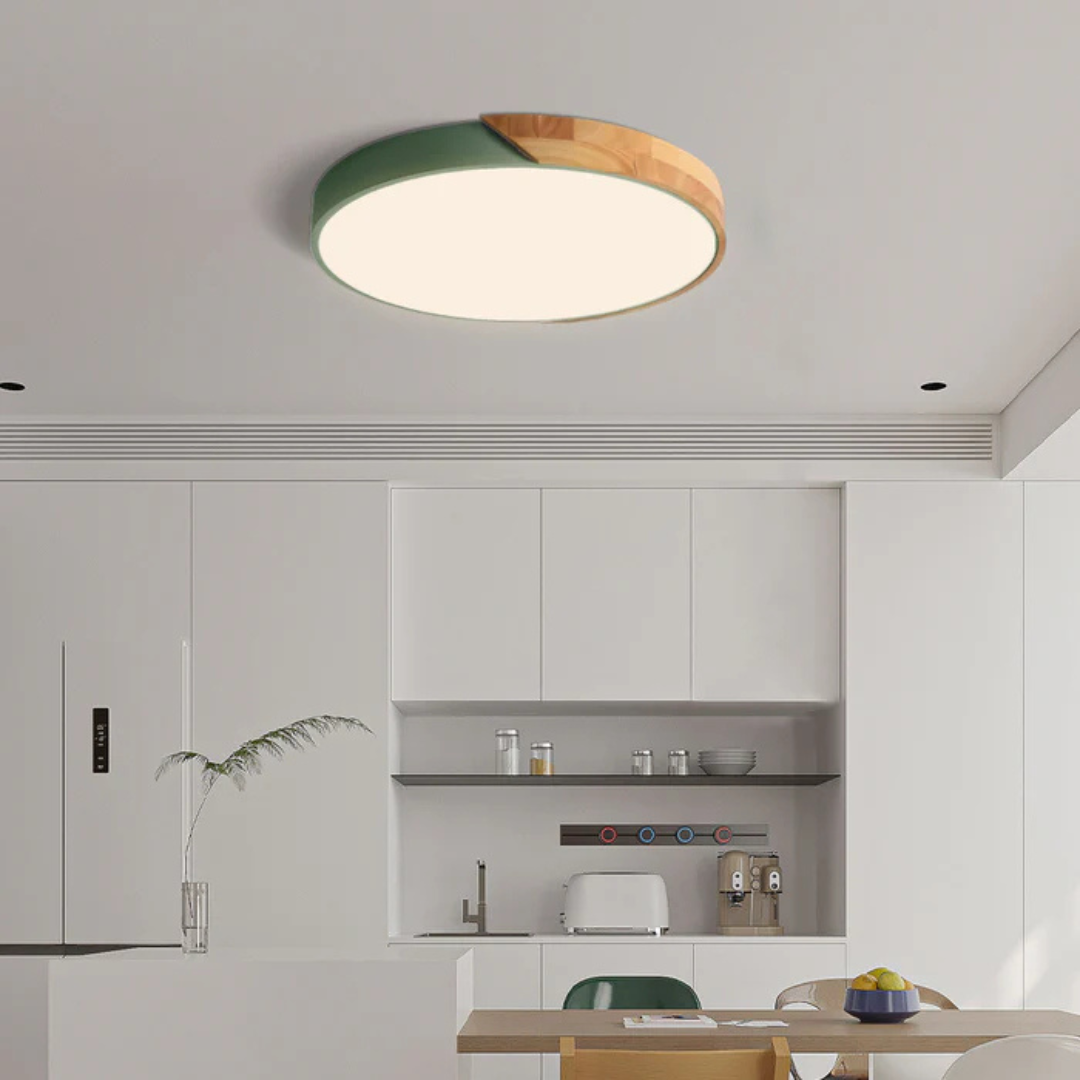 Wood LED Ceiling Light with Modern Flush Mount