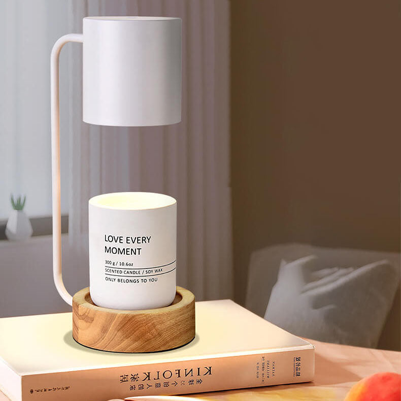 Wood Table Lamp with Metal Shade and Dimmer