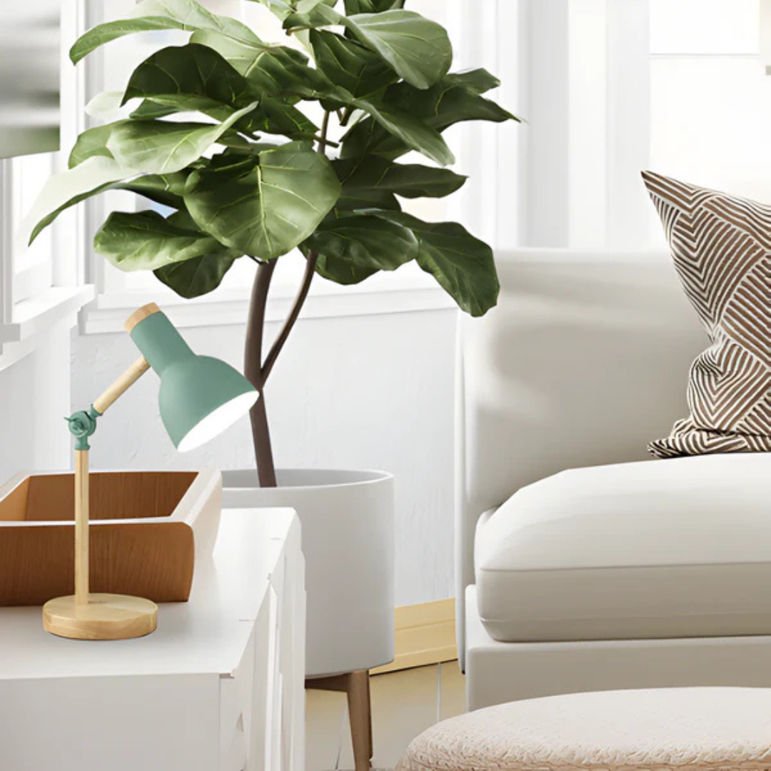 Wood and Metal Table Lamp with Adjustable Arm