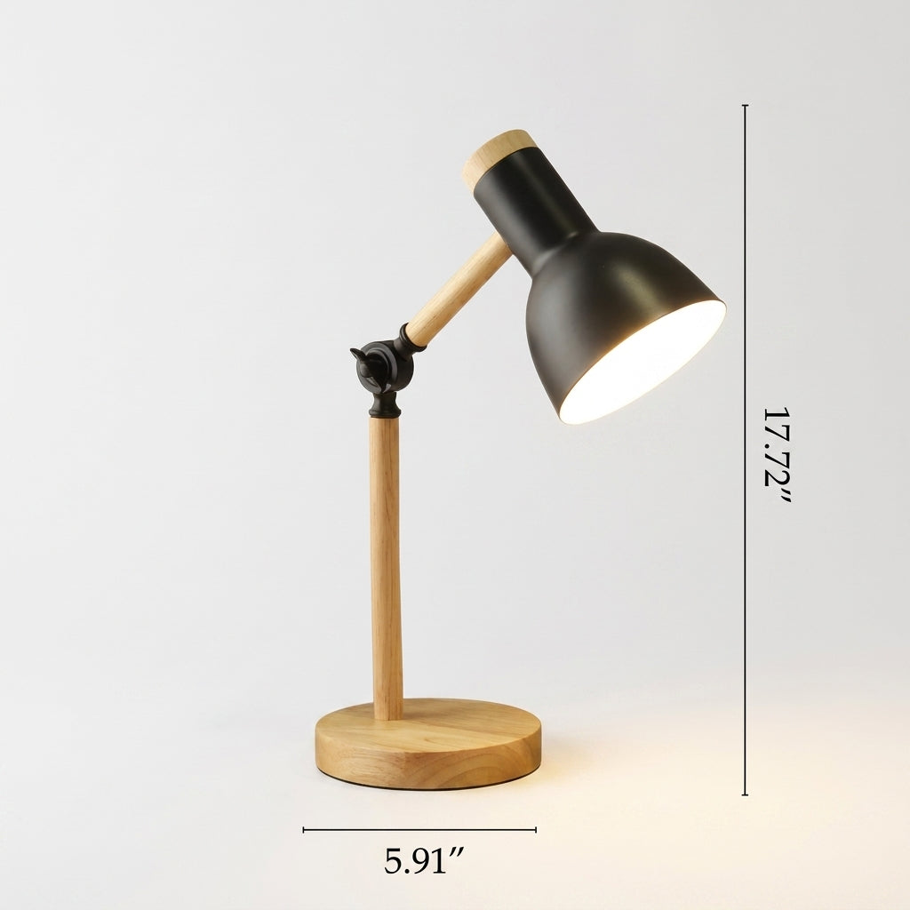 Wood and Metal Table Lamp with Adjustable Arm