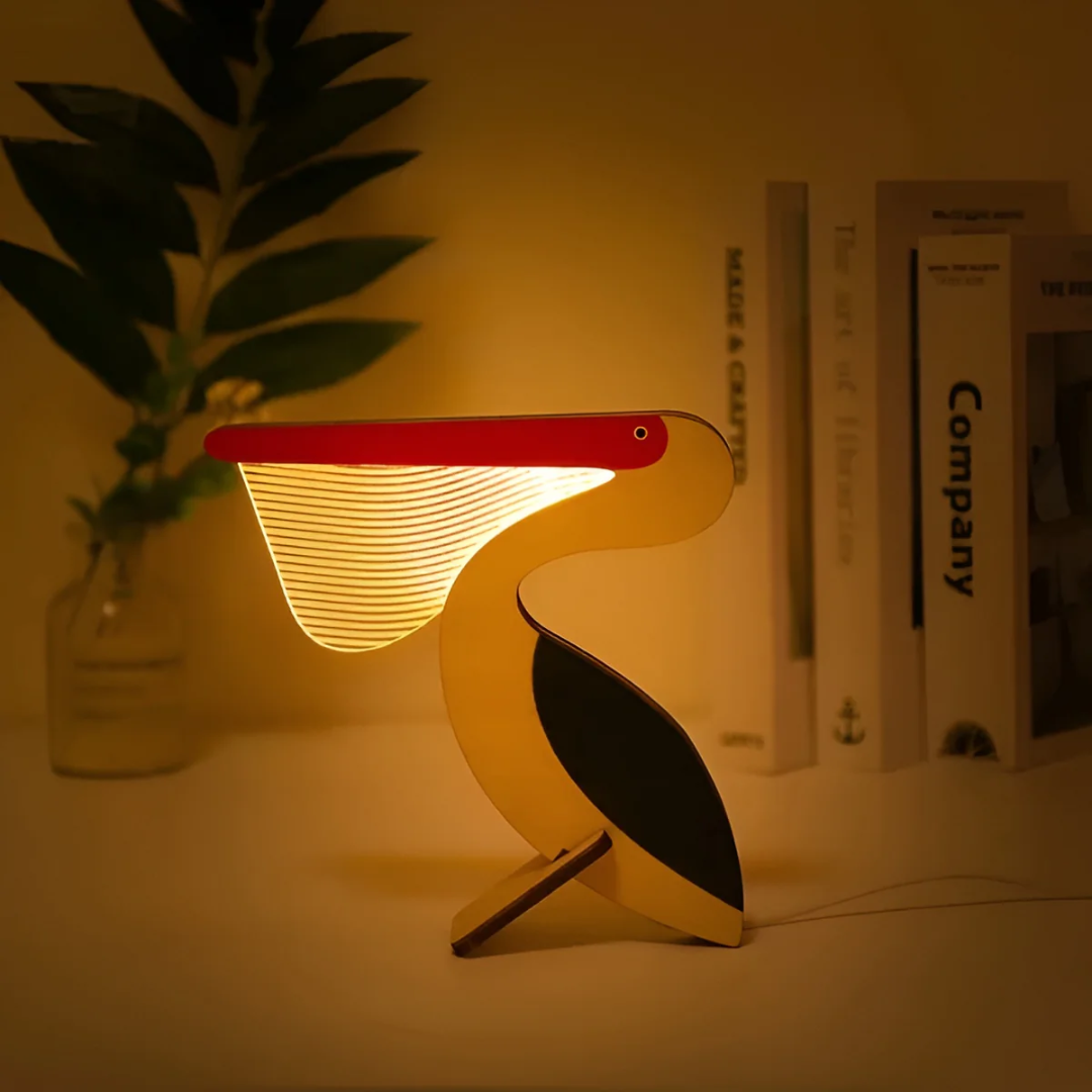 Wooden Animal Table Lamp with LED Light Design