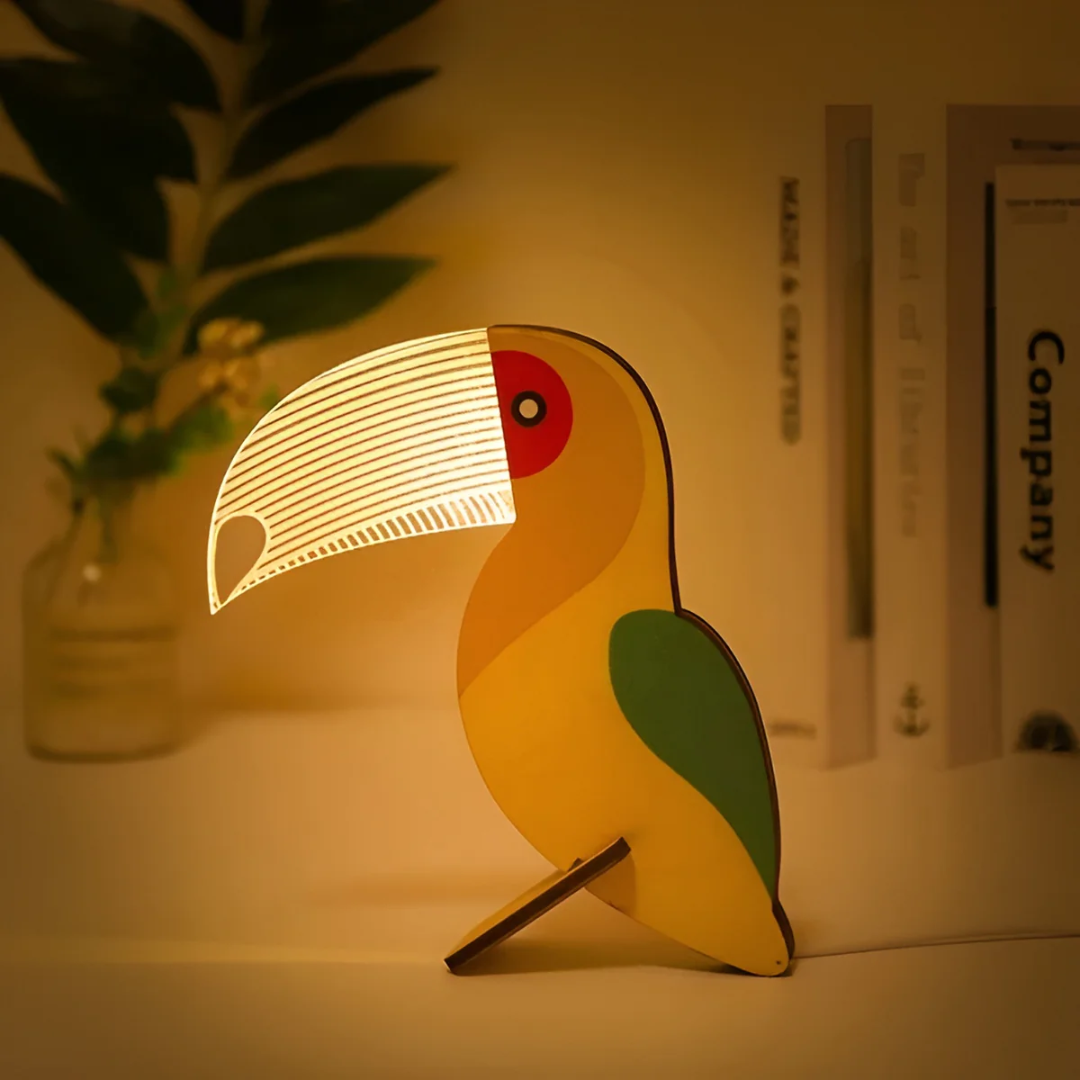 Wooden Animal Table Lamp with LED Light Design