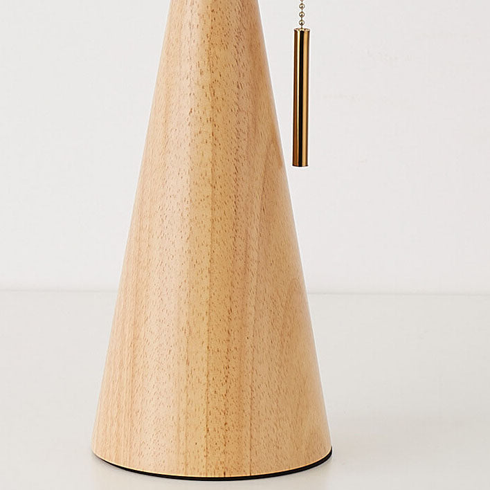 Wooden Table Lamp with Pleated Fabric Shade