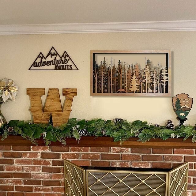 Woodland Nature Wall Art with Layered Trees