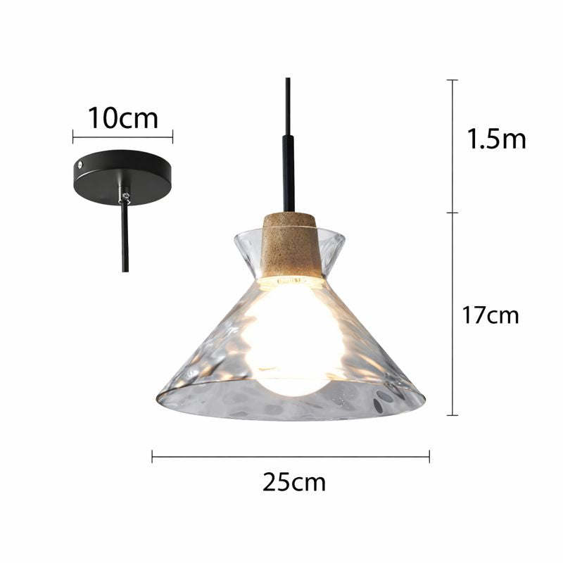 Nordic Glass Pendant Light with Wood Top