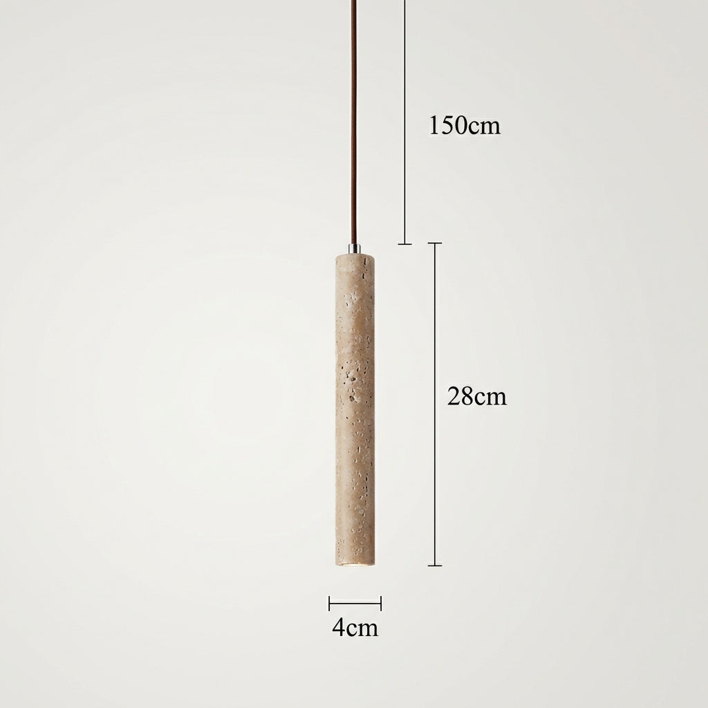 Minimalist Travertine Pendant Light Tube