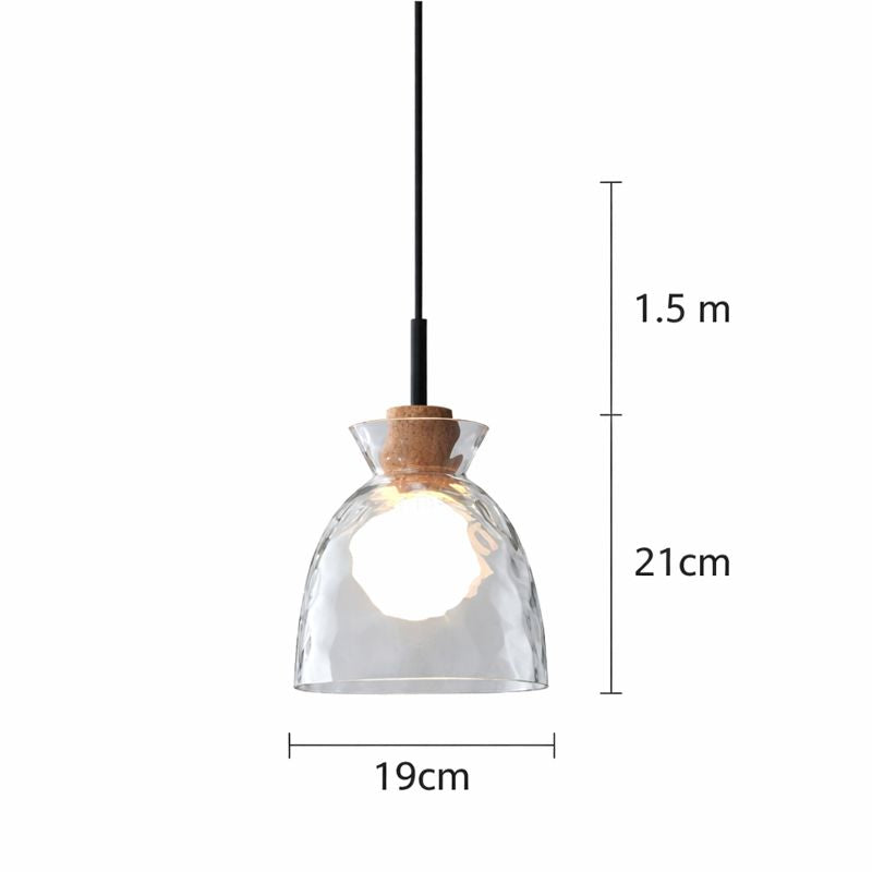 Nordic Glass Pendant Light with Wood Top