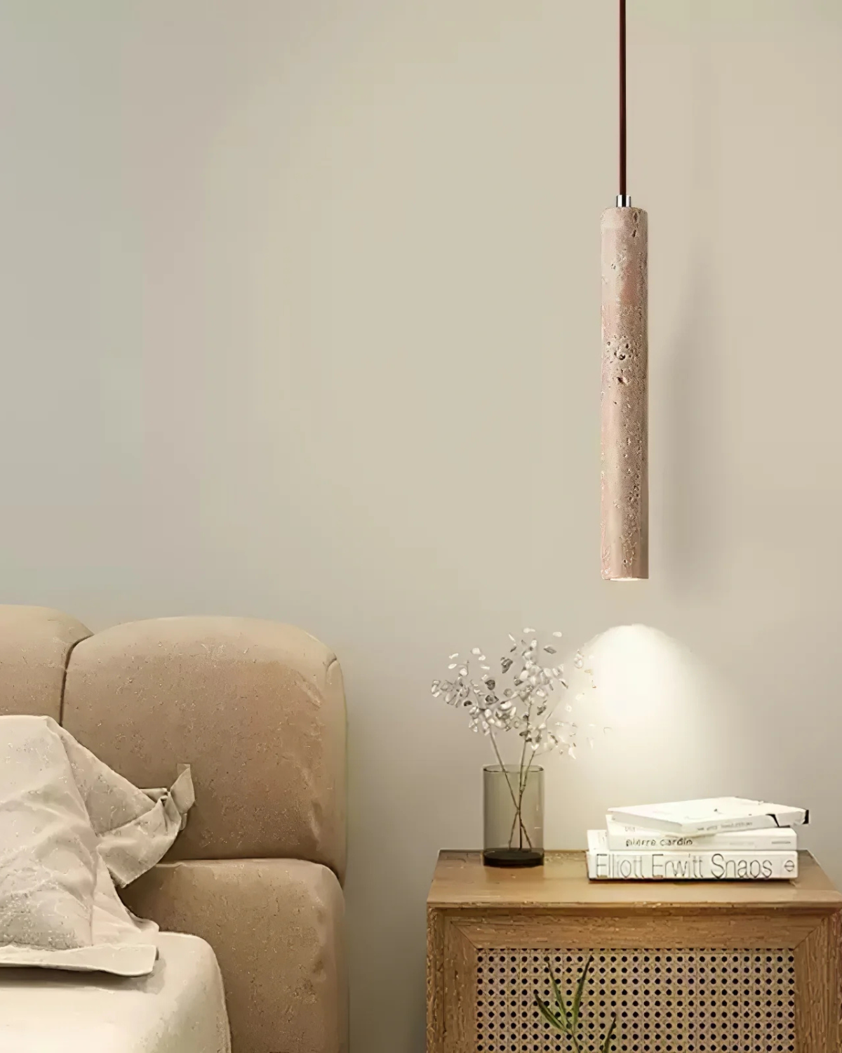 Minimalist Travertine Pendant Light Tube