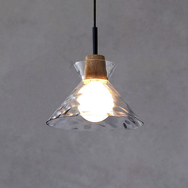 Nordic Glass Pendant Light with Wood Top
