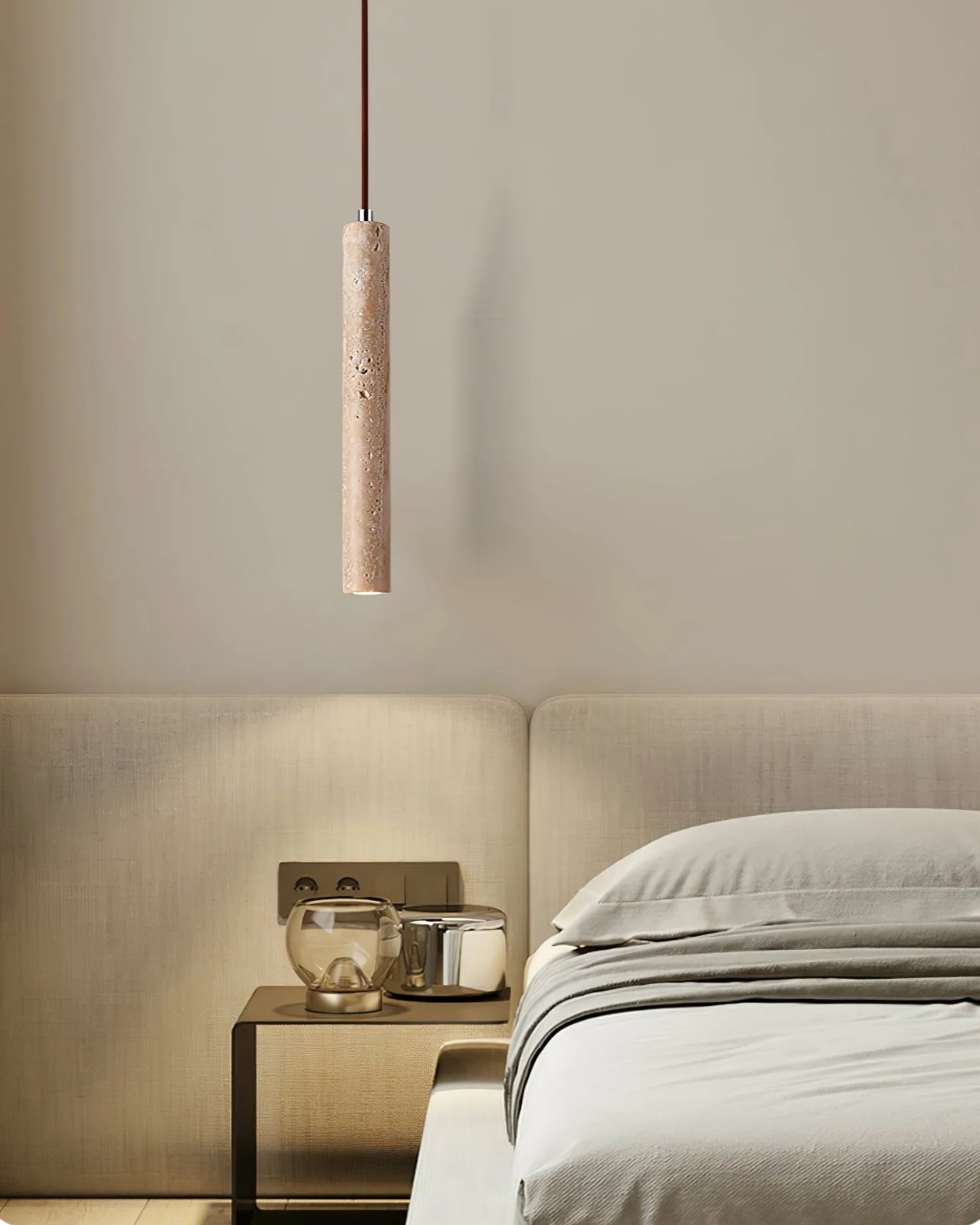 Minimalist Travertine Pendant Light Tube