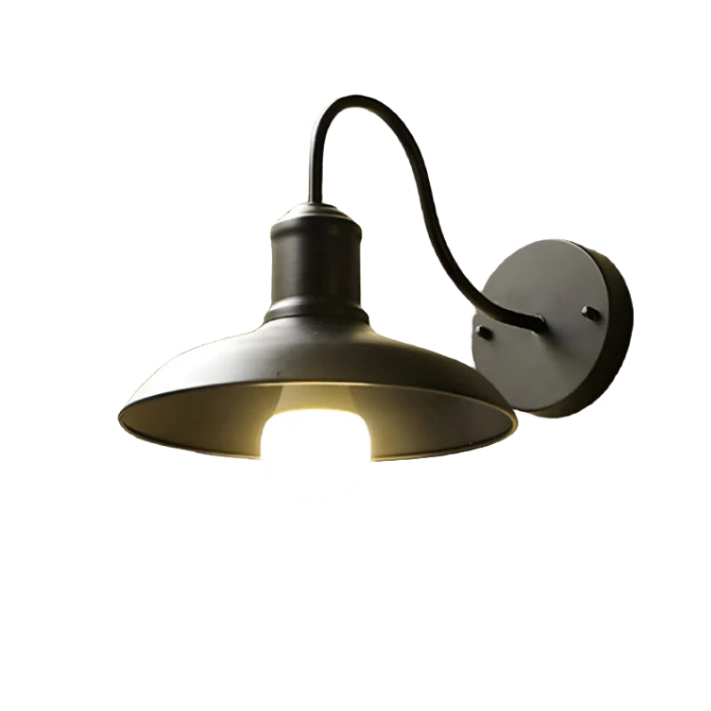 Vintage Industrial Iron Bowl LED Wall Light