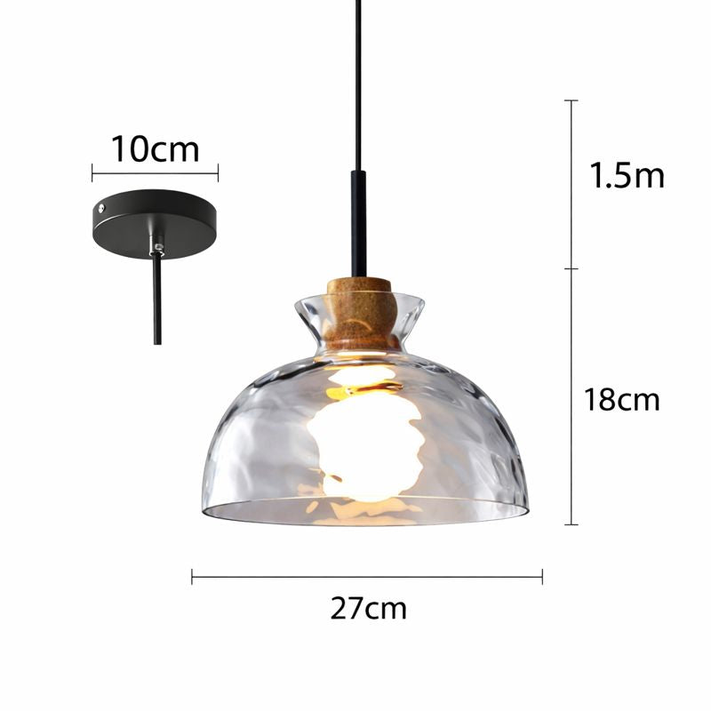 Nordic Glass Pendant Light with Wood Top