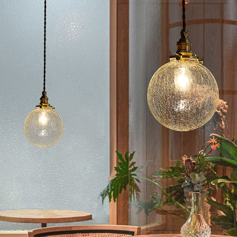 Vintage Copper Glass Globe Pendant Light 1-Light