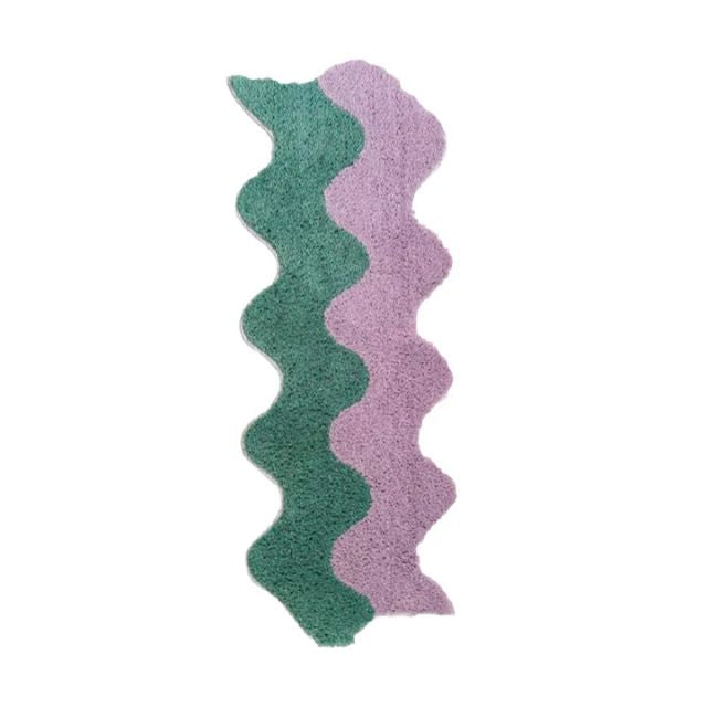 Abstract Color Block Rug with Wavy Design
