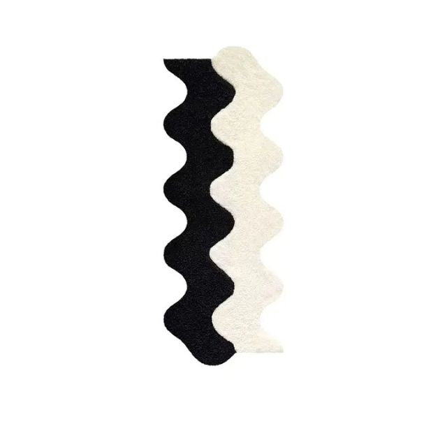 Abstract Color Block Rug with Wavy Design
