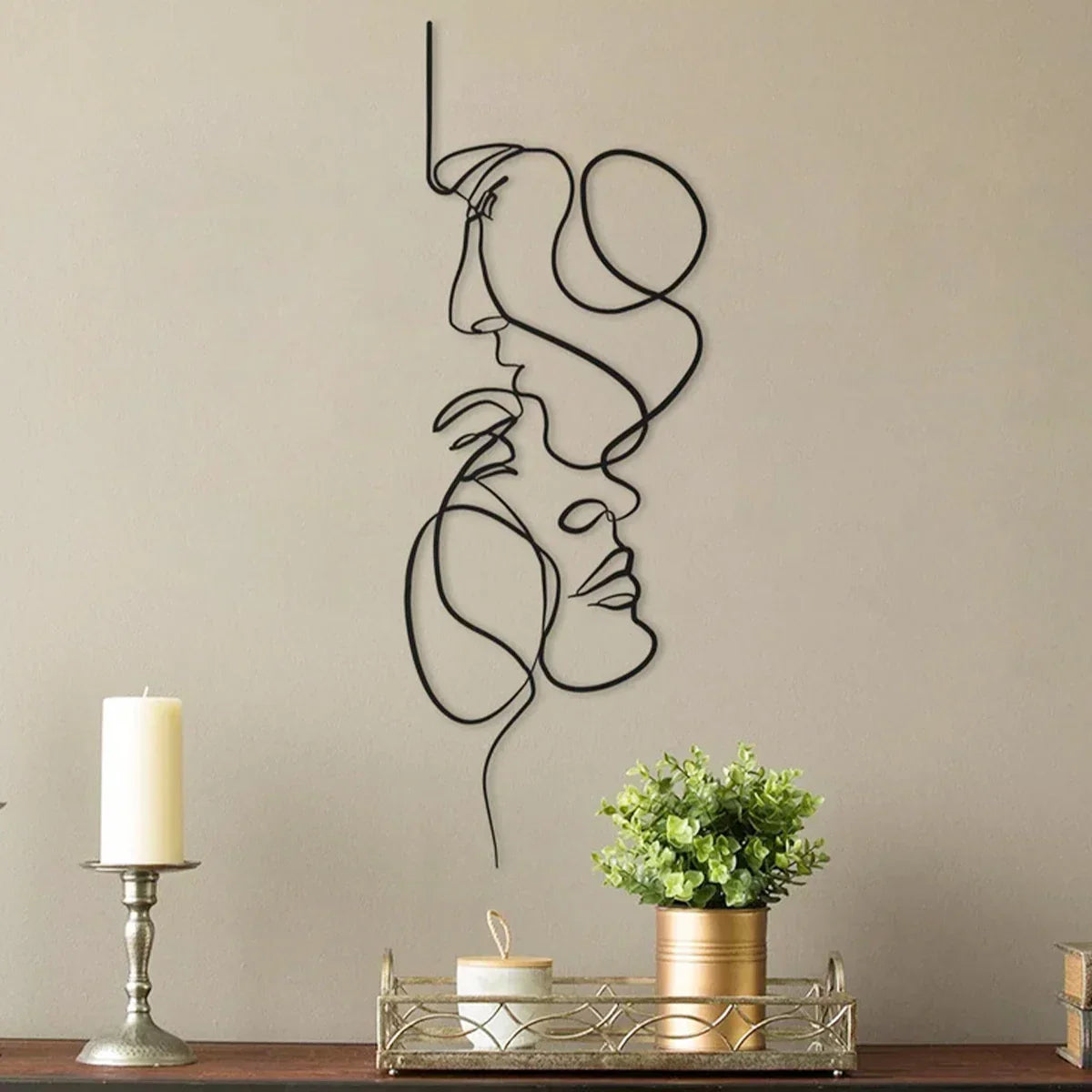 Abstract Metal Wall Sculpture Face Design