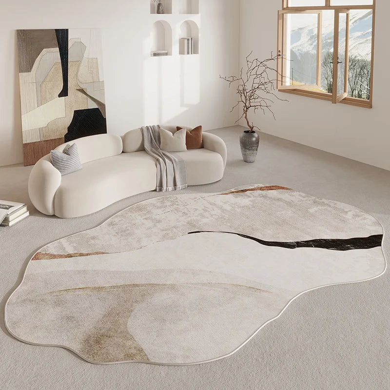 Abstract Plush Rug with Irregular Shape