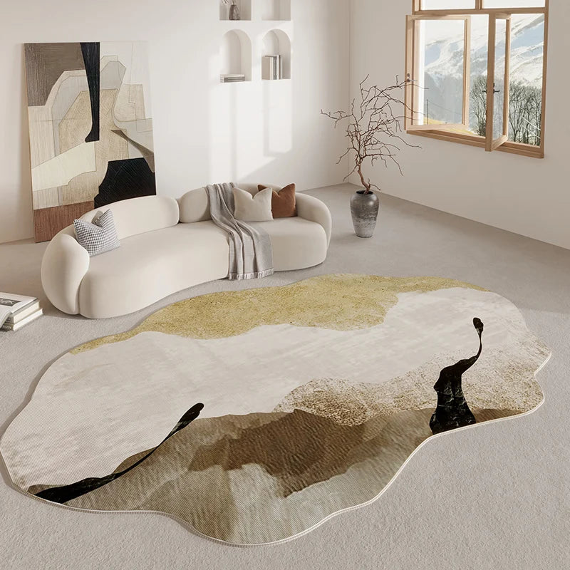 Abstract Plush Rug with Irregular Shape