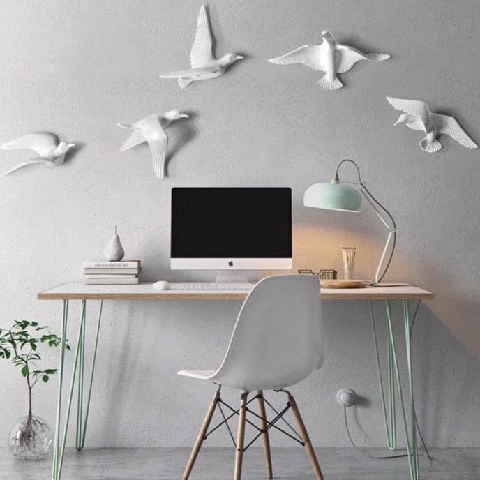 Abstract Seagull Wall Decor with Resin Art