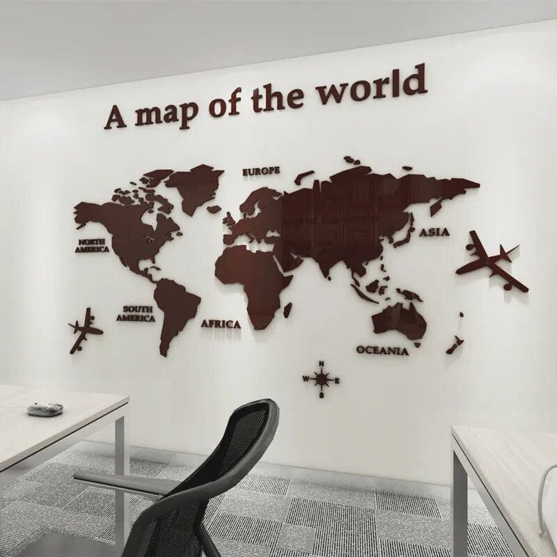 Acrylic World Map Wall Art with Compass