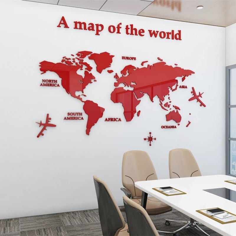 Acrylic World Map Wall Art with Compass