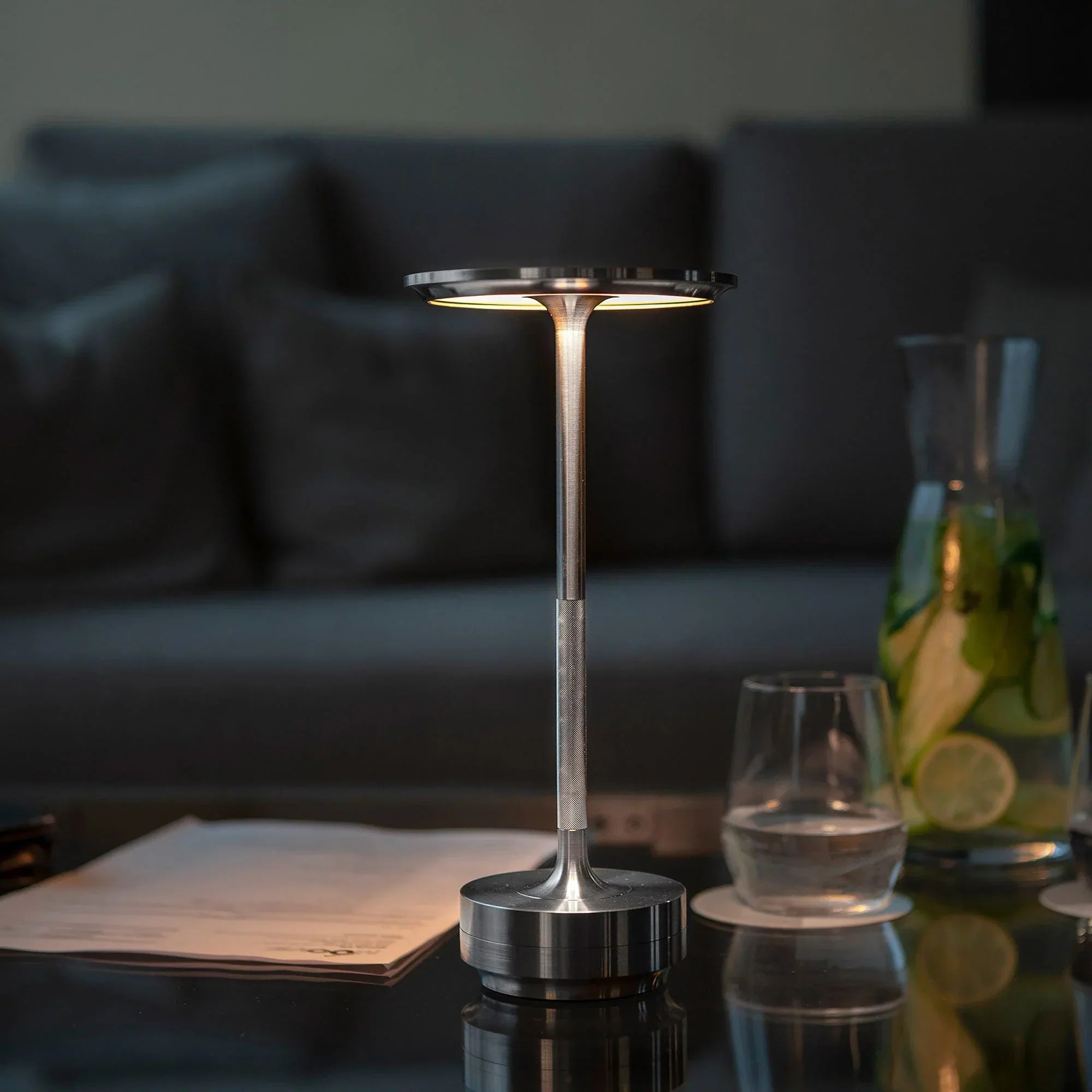 Aluminium Table Lamp with Rechargeable LED Light