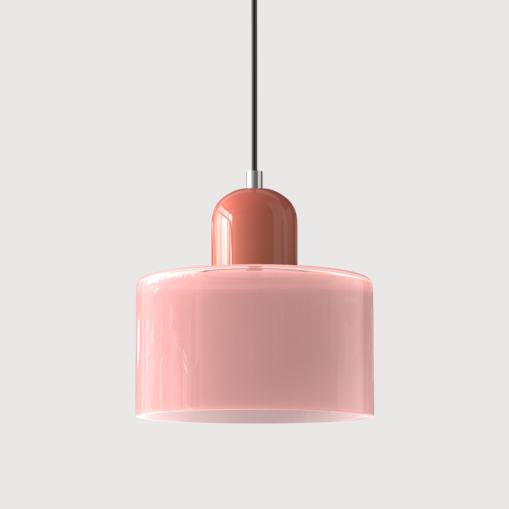 Bauhaus Glass Pendant Light with Iron Accent