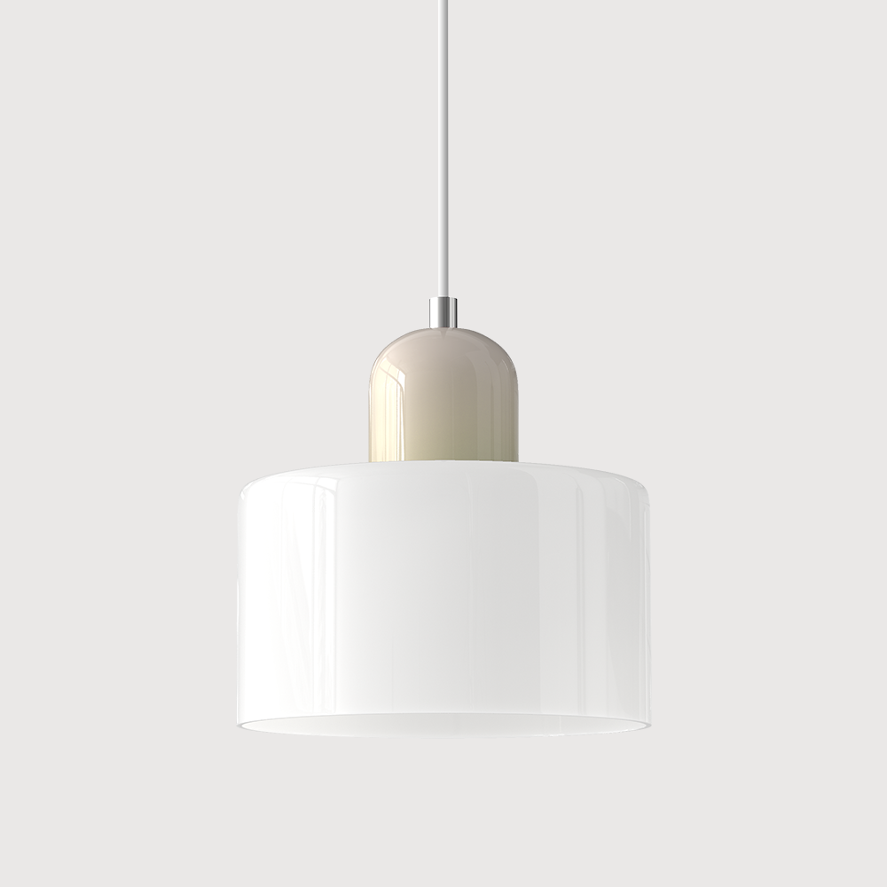 Bauhaus Glass Pendant Light with Iron Accent